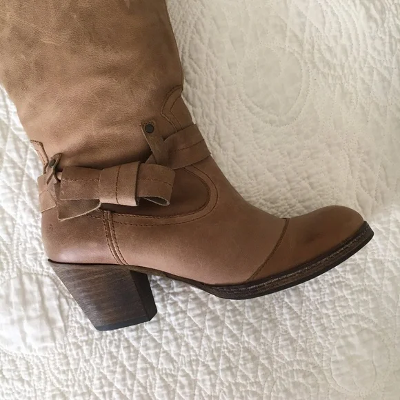 Anthropologie SixtySeven 67 Martingale Bow Leather Riding Boots Brown Women's - Picture 6 of 16